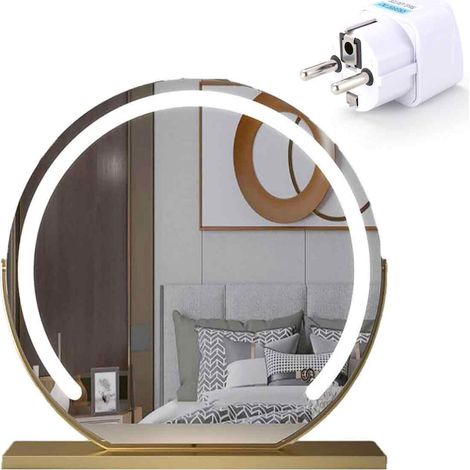 Miroir de maquillage de table semi-circulaire à LED avec éclairage, fonction tactile intelligente et variateur d'intensité, réglable. (1/5)