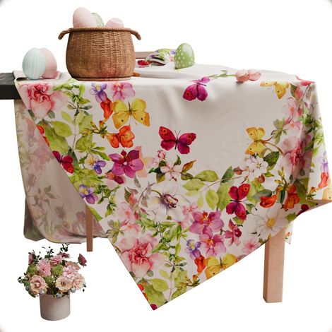Nappe Anti-Taches Rectangulaire (140 x 180 cm) Couvre-Table de Cuisine, Motif Papillons, X6 Places, 100% fabriquée en Italie (1/5)