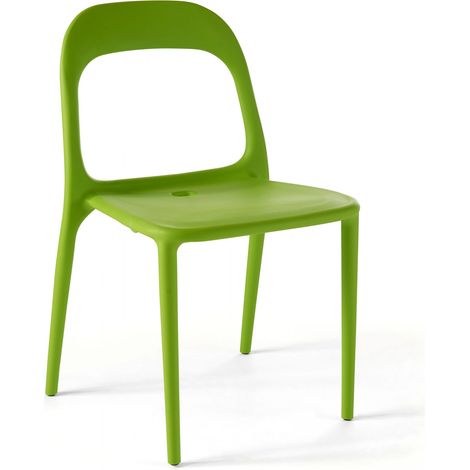 Oviala – Chaise de jardin en polypropylène verte – Résistante aux intempéries – Hauteur 80 cm – Charge maximale 100 kg – Empilable et légère (1/5)