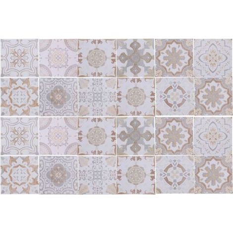 Stickers de carrelage autocollants muraux en PVC, pour carrelage 15 x 15 cm, gris marron, lot de 24 pièces (1/4)