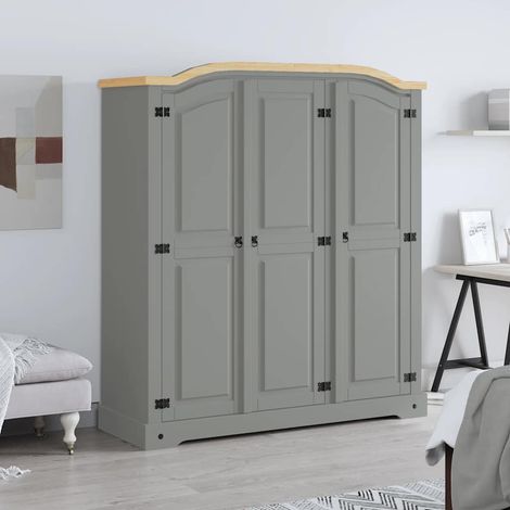 Maison Exclusive - Armadio in Legno di Pino Messicano Corona 3 Ante Grigio