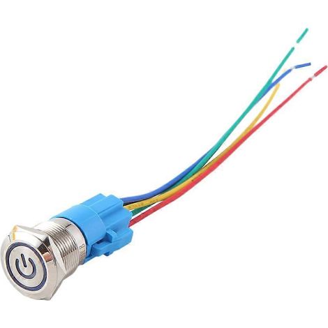 5 Stück Metall-Drucktaster 12 V 19 mm Ringlampe mit Leistungssymbol