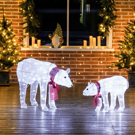 Décoration de Noël ours polaire en 2 parties, 140 LED blanches, étanche, minuterie, pour une utilisation intérieure et extérieure (1/5)