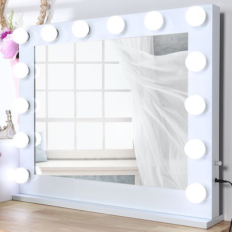 Makeup Dressing Tabletop Mirror with Dimmable LED Bulbs, 80x65CM (1/5)