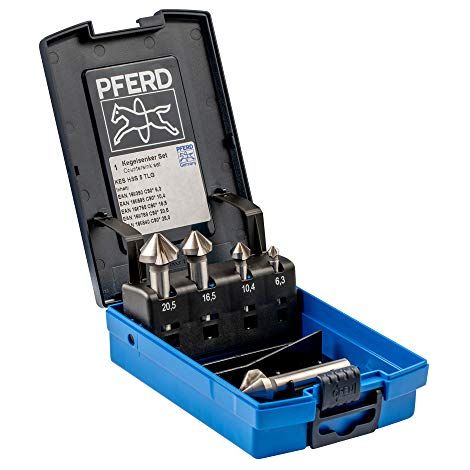 PFERD TOOLS SET KES HSS DIN 335 C90° 5 25202153 Kit svasatori conici 6.3 mm, 10.4 mm, 16.5 mm, 20.5 mm, 25 mm HSS 1 pz. (1/4)