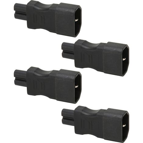 Lot de 4 adaptateurs secteur universels noirs IEC320 C14 vers IEC320 C7, compatibles avec les boîtiers PDU et les prises pour ordinateurs portables. (1/5)