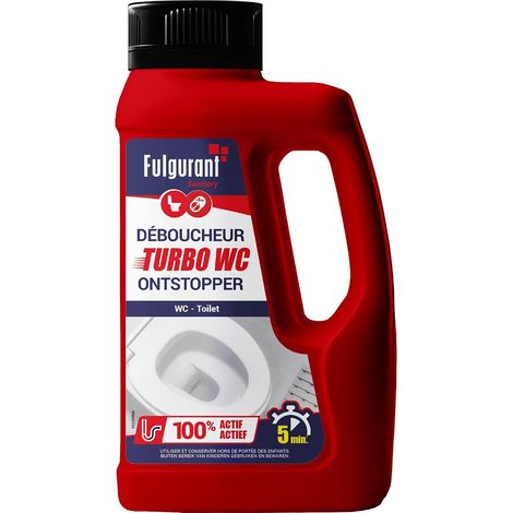 Fulgurant Déboucheur Turbo WC Sans Acide, Action Immédiate 5 minutes, Toilette, WC, Papier, Matières Organiques 500g (1/5)