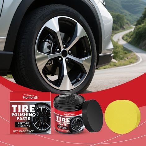 Tire polishing compound, car tire retreading compound, tire maintenance and crack prevention portable polishing and care compound -- 100g1, sponge1 -- BIEMMEDUE (1/5)