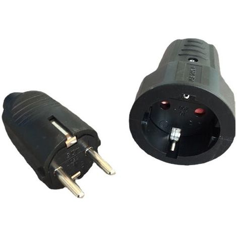 LaBlanc – 3 männliche Stecker und 3 weibliche Steckdosen, 2-polige elektrische Steckdose, elektrischer Stecker mit Gummi, wasserdichter elektrischer Steckdosen-Stecker, schwarz
