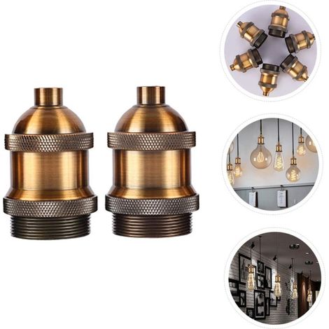 Douille E27 Vintage 2pcs En Bronze Antique Adaptateur De Douille De Lampe D'éclairage Industriel Pour Ampoules Edison Support De Lampe Décoratif Pour Restaurants Et Intérieurs (1/5)