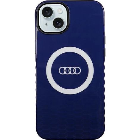 Funda Audi IML Big Logo MagSafe para iPhone 15 Plus / 14 Plus de 6,7 pulgadas, color azul/azul marino, carcasa rígida AU-IMLMIP15M-Q5/D2-BE (1/5)