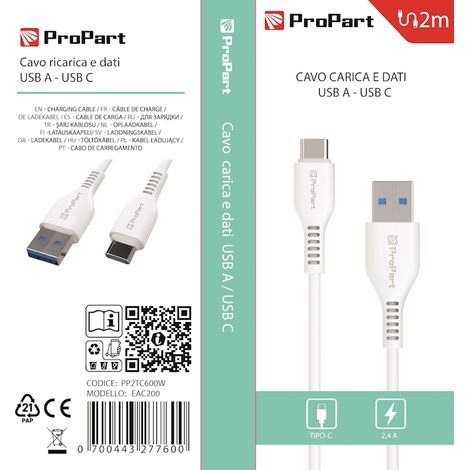 Cavo usba - usbc 2m life365 italy - pp2tc600w
