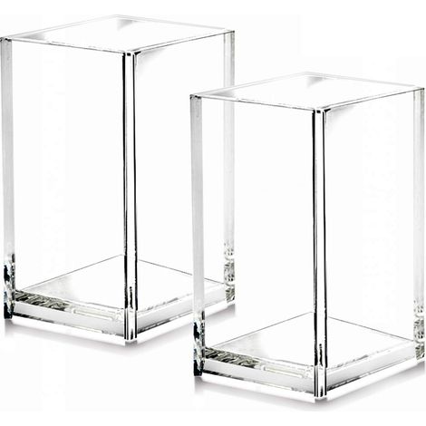2-teiliges Stiftehalter-Set aus transparentem Acryl, Schreibtisch-Organizer, Make-up-Pinsel-Organizer, moderner Schreibtisch-Organizer, ideal für Büro, Schule und Zuhause. Maße: 6,6 x 6,6 x 10,2 cm.