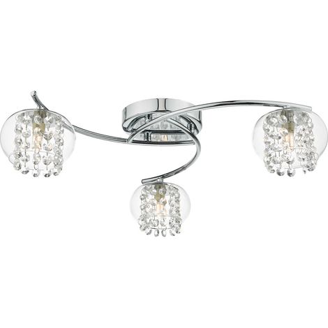 DAR ELMA - Plafonnier semi-affleurant chrome poli et verre, 3x G9 (1/5)