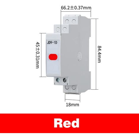 (Rouge AC/DC 220 V) Boîtier de distribution sur rail DIN, voyant d'alimentation, voyant LED 220 V/24 V, format fin, monop. Voyants d'avertissement rouge et vert. (1/5)