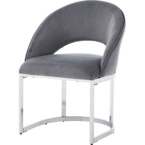 Set di 6 sedie da pranzo in velluto grigio con gambe in metallo argentato 59x56x80 cm MODENUIT (1/5)