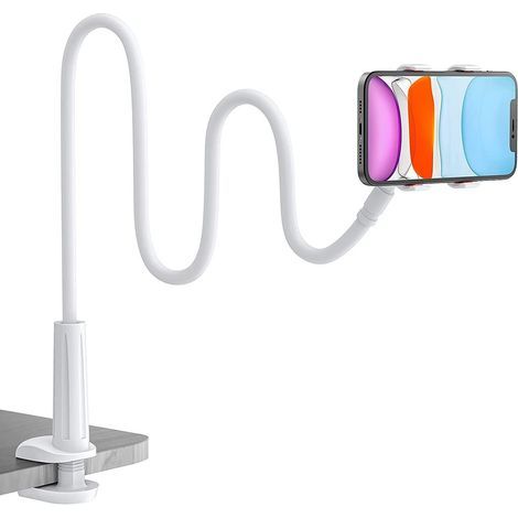 Support Téléphone Portable - Bras Flexible Réglable - Rotation 360° - Pince Jusqu'à 11 cm - Pour Smartphone et Tablette (1/5)