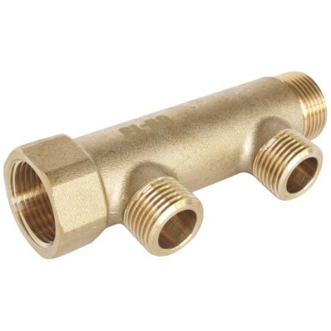 Collecteur mâle-femelle 3/4'' (20/27), 2 départs mâle 1/2'' (15/21), pour sanitaire et chauffage (1/3)