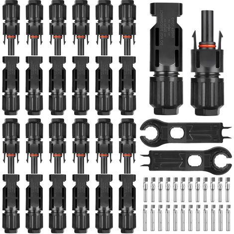 Selizo 12 Paar Solar Stecker Set, IP67 Solarpanel Solarstecker PV Stecker 6mm2 Männlich/Weiblich Solarpanel Kabelstecker, Solar Verbinder, Solar Panel Kabel Anschlüsse Stecker (1/5)