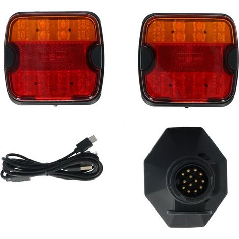 FEUX ARRIERE REMORQUE MAGNETIQUE BLUETOOTH LED AVEC PRISE 13 BROCHES