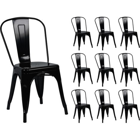 10er-Pack stapelbare Industriestühle aus Stahl, 45 x 45 x 85 cm, Thinia Home
