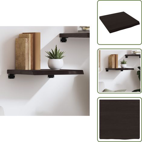 Wandregal Dunkelbraun 40x40x(2-4) cm Massivholz Eiche Behandelt - Wandregal - Eichendielen - Holzmöbel - Rustikal - Wohnraum Dekoration (1/5)