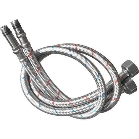 Set mit 2 G3/8 x M10 Verbindungsschläuchen – 3/8" flexibler Schlauch – Edelstahl – Verlängerung für Mischbatterie (1/5)