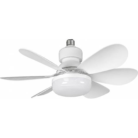 Ventilateur de plafond LED E27 avec télécommande, trois couleurs à intensité variable, convient aux chambres, salons et cuisines. (1/5)
