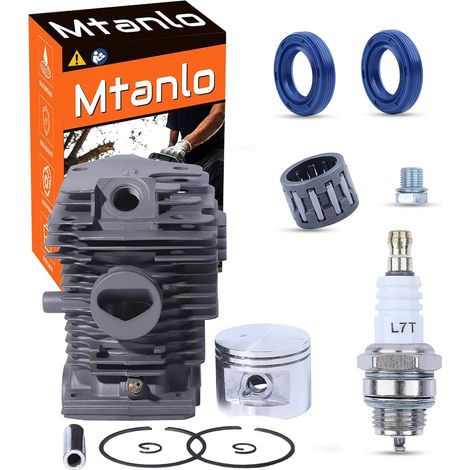Piston and Cylinder for Stihl MS280 MS 280 MS270 MS280C MS180 250.46 mm Piston Set + L7T/BPMR7A Spark Plugs + Needle Bearing + Oil Seal Ring + Decompression Valve 1133020 1203 (1/5)