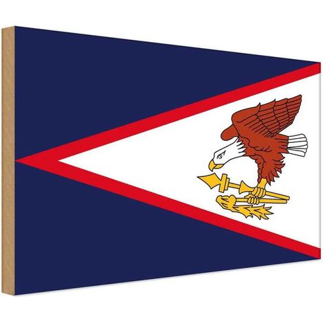 Panneau en bois 30x40 cm Drapeau des Samoa américaines, blason (1/4)