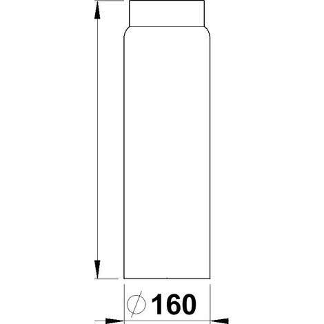 Rauchrohr 1000 mm lang 160 mm / schwarz lackiert