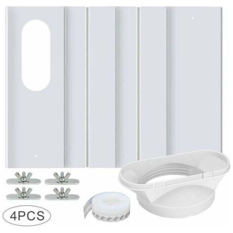 Kit de Fenêtre pour Climatiseur Portable, avec Coupleur Universel Panneau en PVC Renforcé Réglable Joint de Fenêtre Kit d'Aération de Fenêtre AC pour Coulissante pour 10cm Tuyau d'Échappement (1/4)