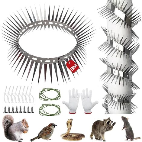 Tuyau de descente anti-martres en acier inoxydable - Avec accessoires - Peut être coupée - Protection contre les martres - Gouttière - Pour maison, gouttière, arbre (300 cm/5 cm) (1/5)
