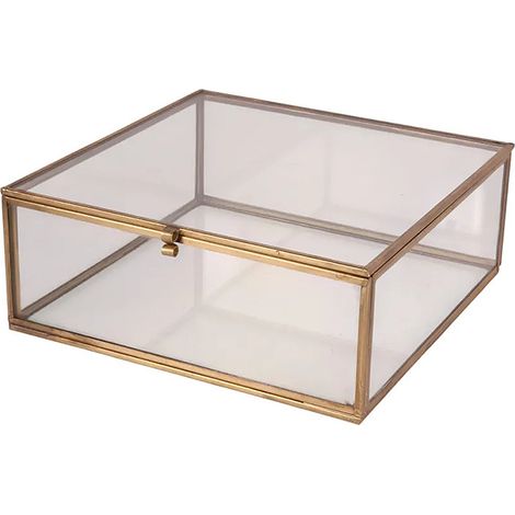 Boîte à bijoux verre doré 20x20x8cm