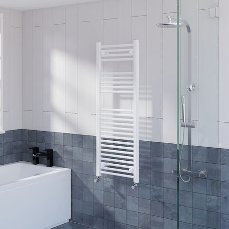 Straight Heated Towel Rail Bathroom Radiator White 1200x450mm (1/5)