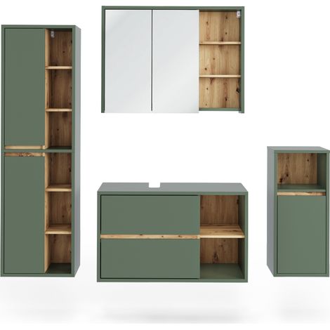 Badmöbel-Set Viola, Grün/Artisan, 4 Teile, Vicco