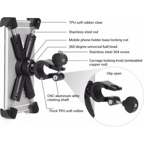 Anti-Fall-Handyhalterung, 360° drehbar, Handyhalterung für Motorrad/Fahrrad (1/5)