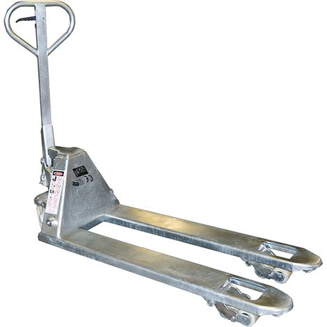 Transpalette manuel galvanisé 2500kg avec axes, chaîne et roulements inox - Fourches 1150x520mm - Résistants aux milieux humides et corrosifs - GALVAC25NBN-INOX (1/5)
