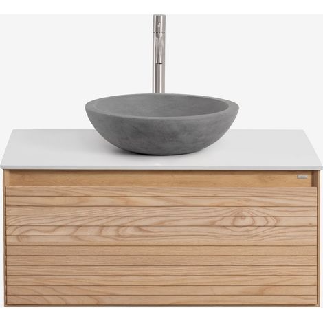 Set di mobili da bagno sospesi 80x50 cm in legno di frassino Tedrik SKLUM (1/5)