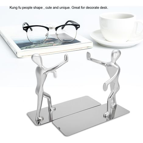 paire de serre-livres en forme de personnages de kung-fu, support de livres pour étudiants, décoration de table pour l'école et la maison (1/5)