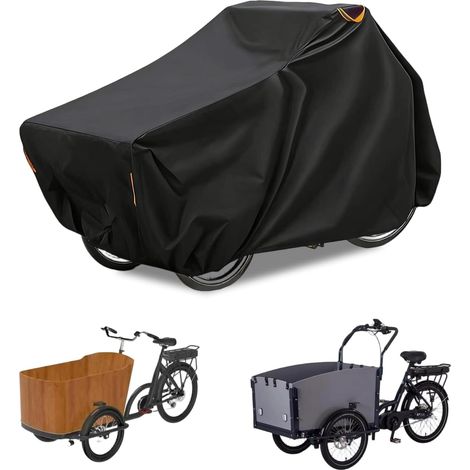 Housse de roue, bâche de vélo Oxford 420D, housse de vélo avec sac de rangement, coutures intérieures soudées, abri pour vélo cargo, bâche, housse de protection pour tricycle (1/5)