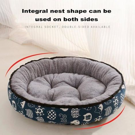 Hundekorb mit Rautenmuster, rundes Katzenbett, waschbares Plüsch-Haustierkissen, Haustiertransportbox mit Avocado-Design (Größe M) (1/5)