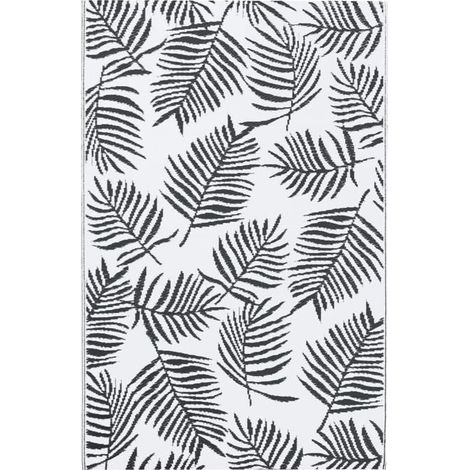 Tapis d'extérieur - FAFEICY - ARAKIL - 120x180 cm - Blanc et noir - Polypropylène jacquard double couche (1/5)