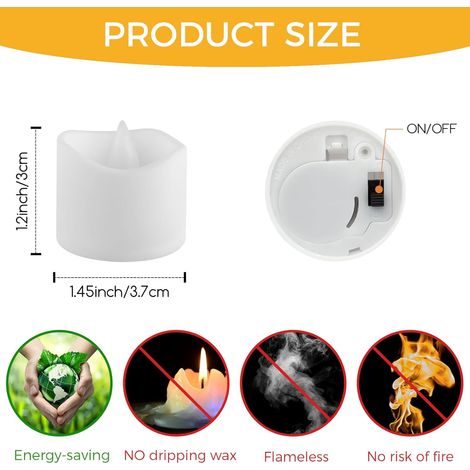Candele LED con fiamma tremolante, 24 pezzi Candele elettriche Candele lampeggianti Lampada Natale, Pasqua, Candele di Halloween (bianco caldo, 3,7 x 3 CM) [Classe energetica A] (1/4)