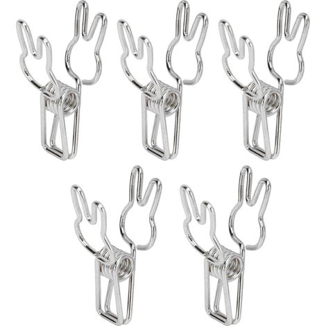 100 Stück Büroklammern in niedlicher Cartoon-Hasenform, aus Metall, hohl, mit langem Schwanz, Papierklammern für Bürodokumente, silberfarben (1/5)