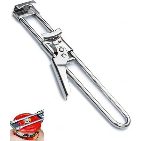 Ouvre-boite et ouvre-bouteille multifonction réglable en acier inoxydable, accessoire de cuisine pratique (1/5)