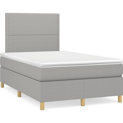 Sommier à lattes de lit matelas LED gris clair 120x190 tissu (1/5)