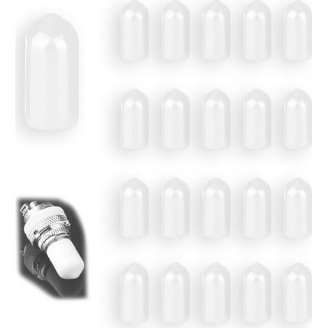 Protections de Filetage de vis - Lot de 200 Caoutchouc PVC Capuchons Ronds, Couvercle en Caoutchouc, Cache Vis Blanche, pour Tubes Ronds (Profondeur approx : 20.3 mm, Diamètre Intérieur : 10 mm),XJDG- (1/5)