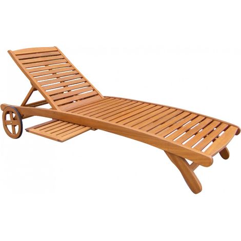 Lettino Prendisole da Giardino con Ruote 197x63x37/100 h cm in Legno Marrone (1/3)