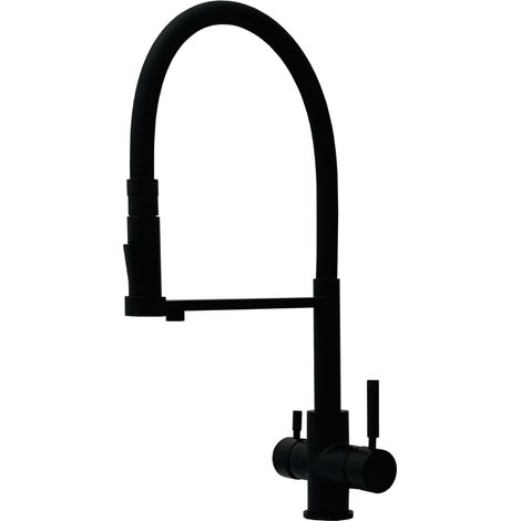 Rubinetto da cucina con Doccetta in gomma Shurity 460 4 vie 3/8” Nero (1/2)